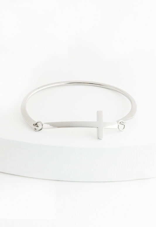 Faithfully Yours Cross Bracelet in Silver