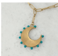 ENGINE TURNED MOON PENDANT
