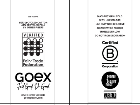 Care Labels- 50% UPCYCLED COTTON  44% RECYCLED PET  6% OTHER FIBERS