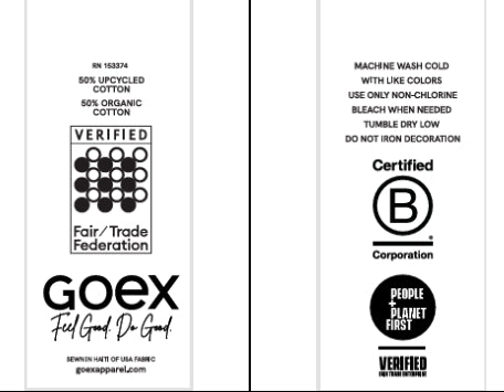 Care Labels- 50% UPCYCLED COTTON  50% ORGANIC  ECO COTTON