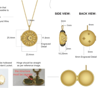 Crescent Moon/Star Locket Necklace-B
