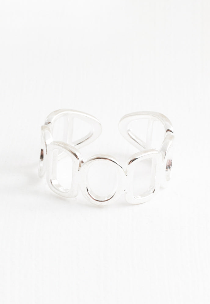Unlocked Geometric Ring in Silver