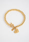 Engravable Heart Pendant on Handbeaded Gold Bracelet