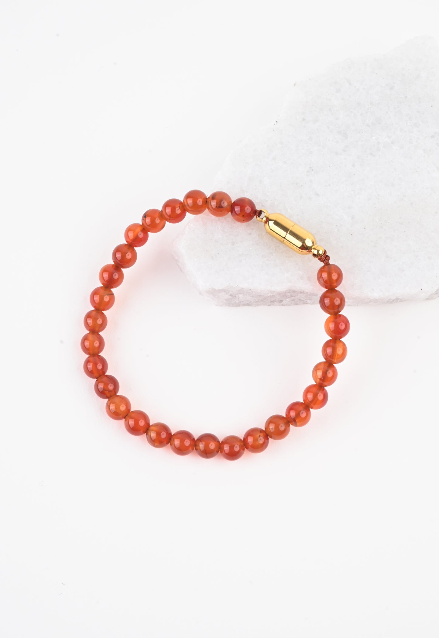Burnt orange agate bead bracelet with gold closures