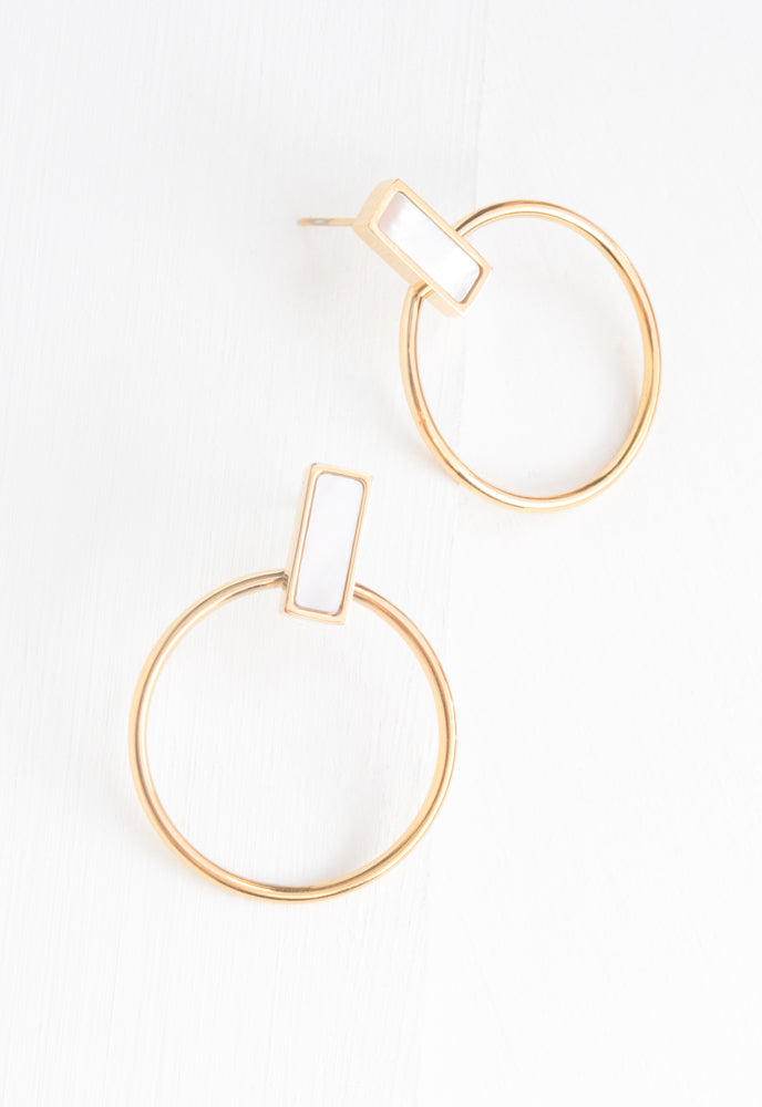 Adalee White Mother of Pearl Earrings
