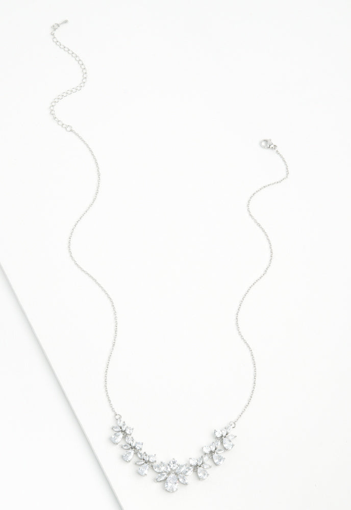 Glittering Garland Platinum and Zircon Necklace