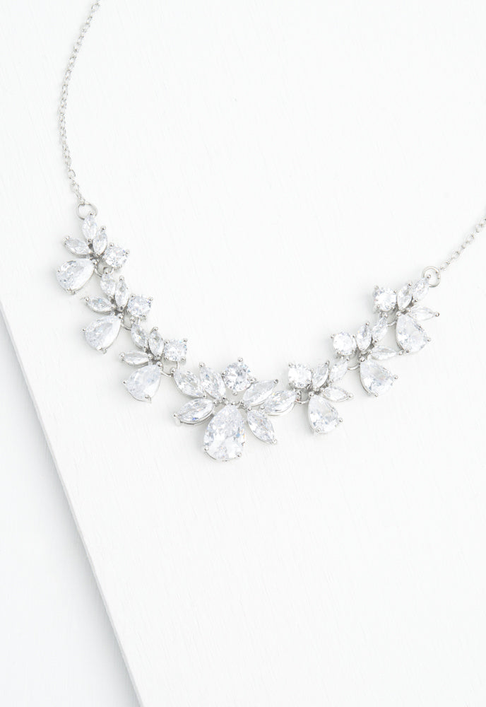 Glittering Garland Platinum and Zircon Necklace