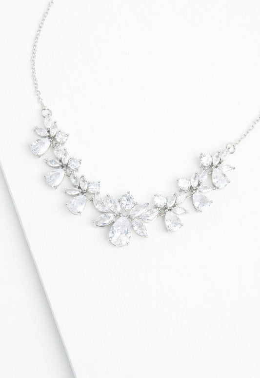 Glittering Garland Platinum and Zircon Necklace