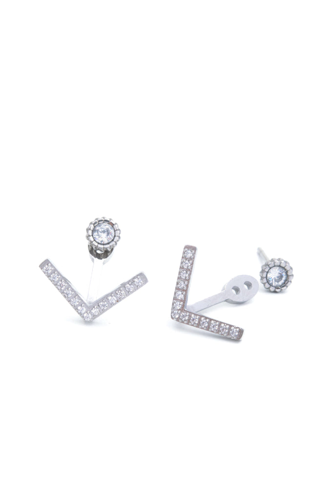 Lulu Ear Jacket Studs in White Gold
