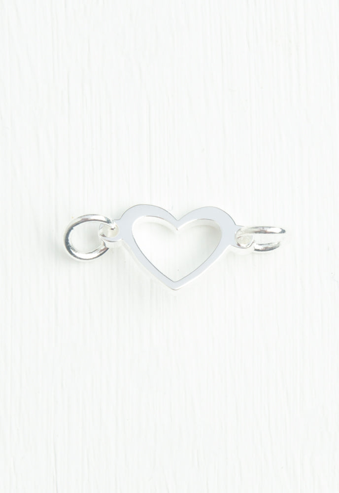 8mm heart charm in bright silver stainless steel