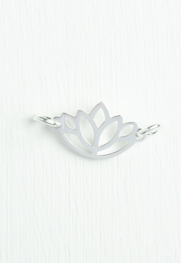 8mm lotus charm in bright silver stainless steel