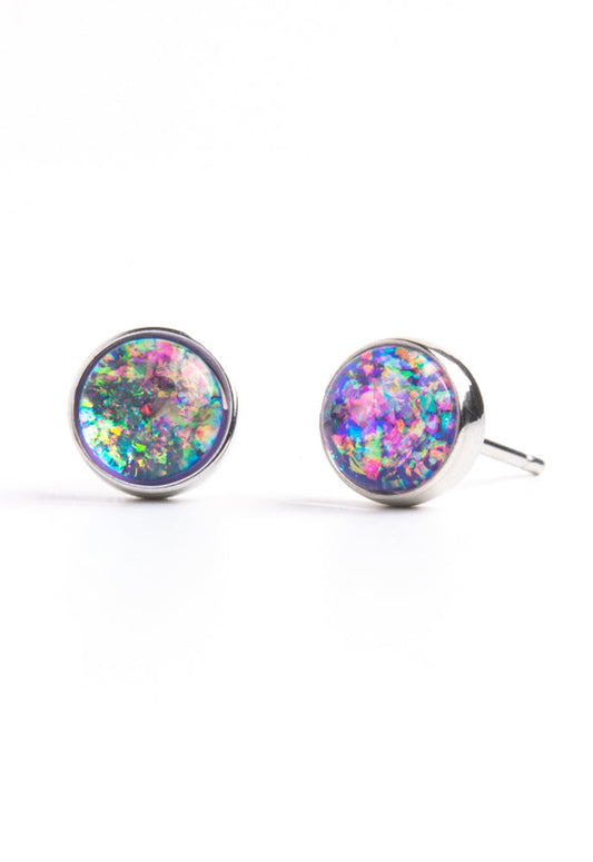 Lora Lavender & Silver Stud Earrings