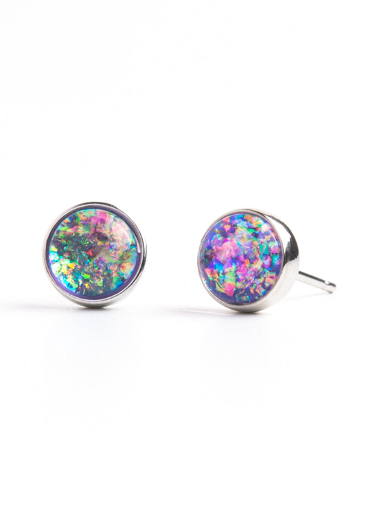 Lora Lavender & Silver Stud Earrings