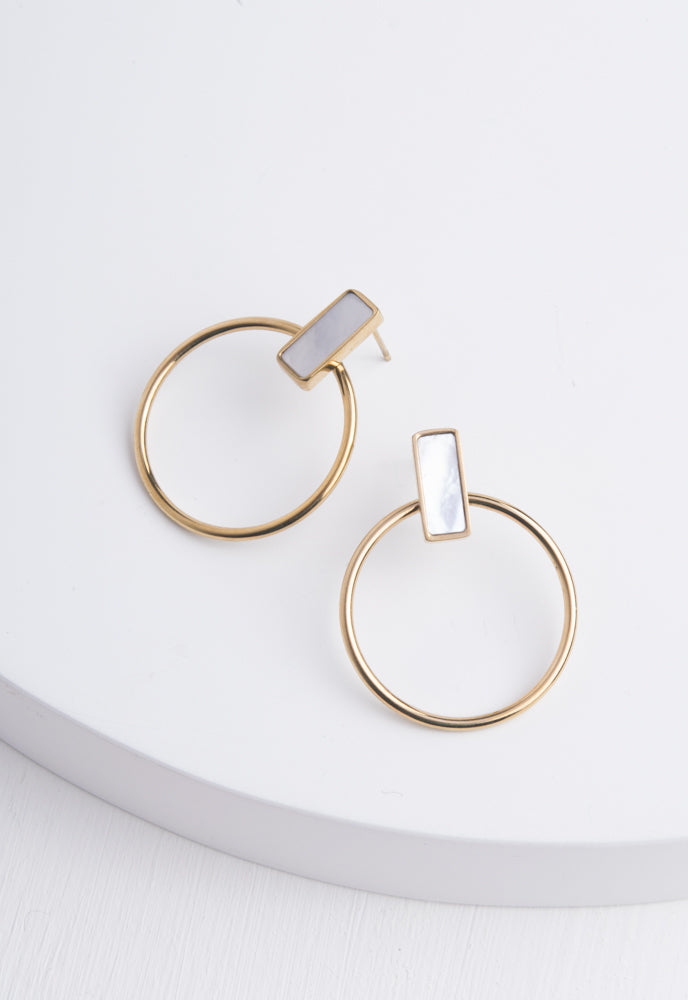 Adalee White Mother of Pearl Earrings -Mekhada