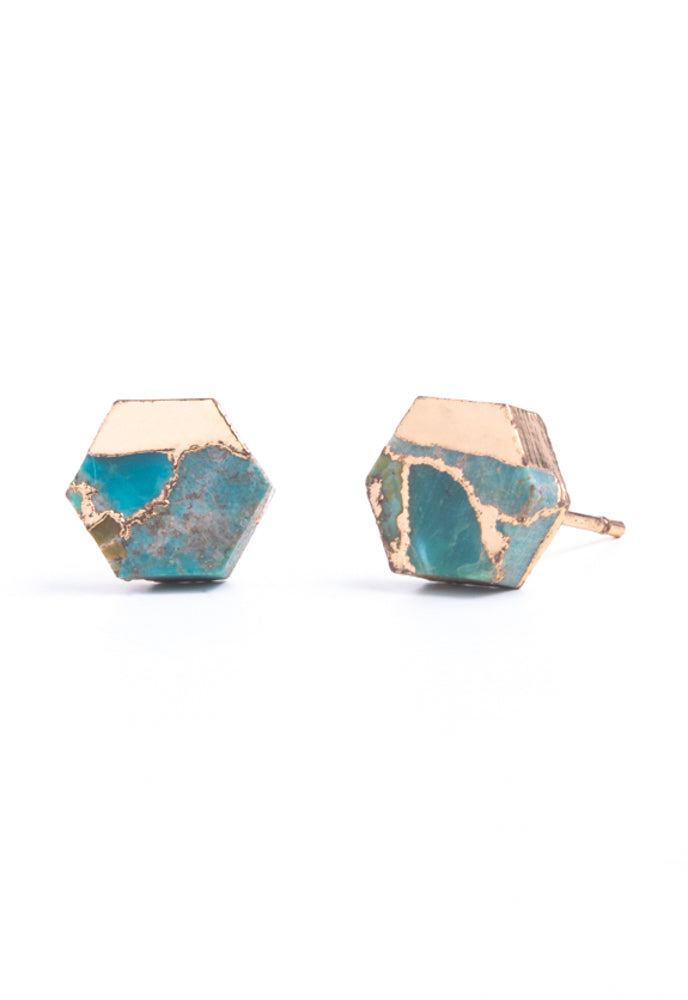 Oasis Turquoise and Gold Studs