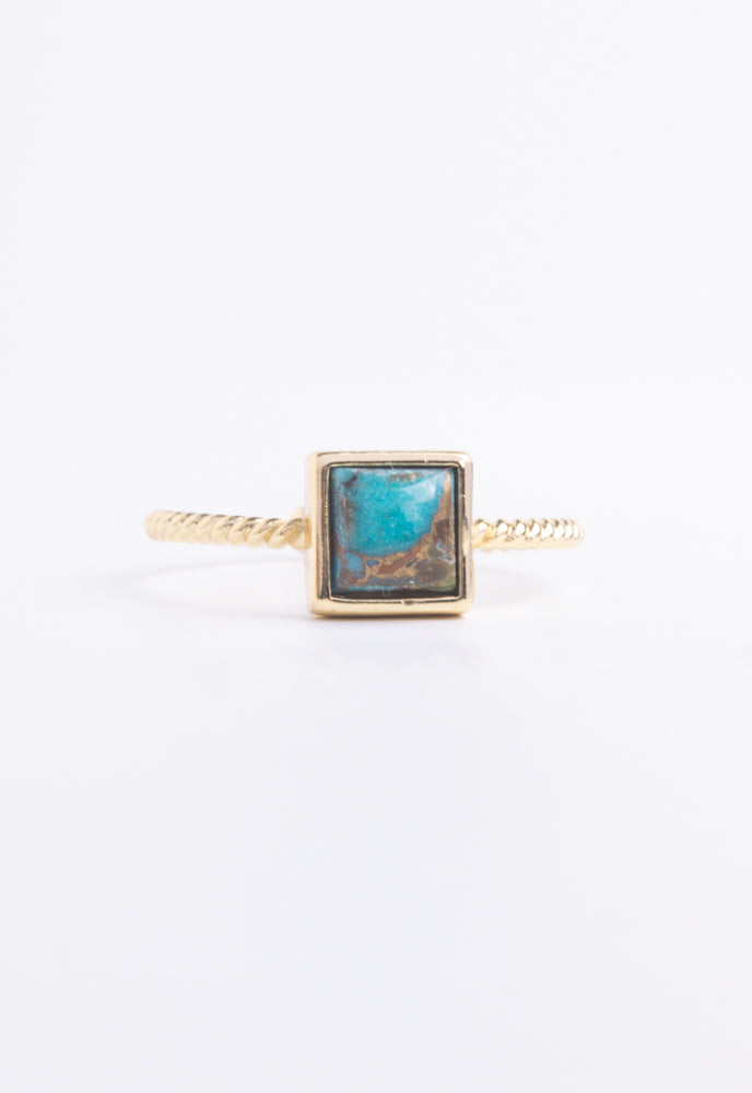 Jayne Turquoise Square Ring -Mekhada