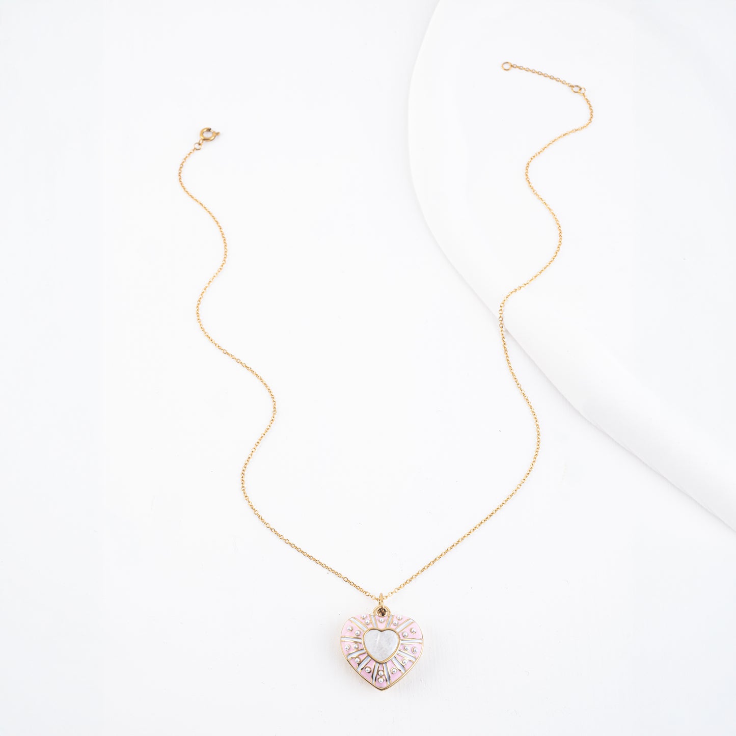Enamel Locket Pendant Necklace-B