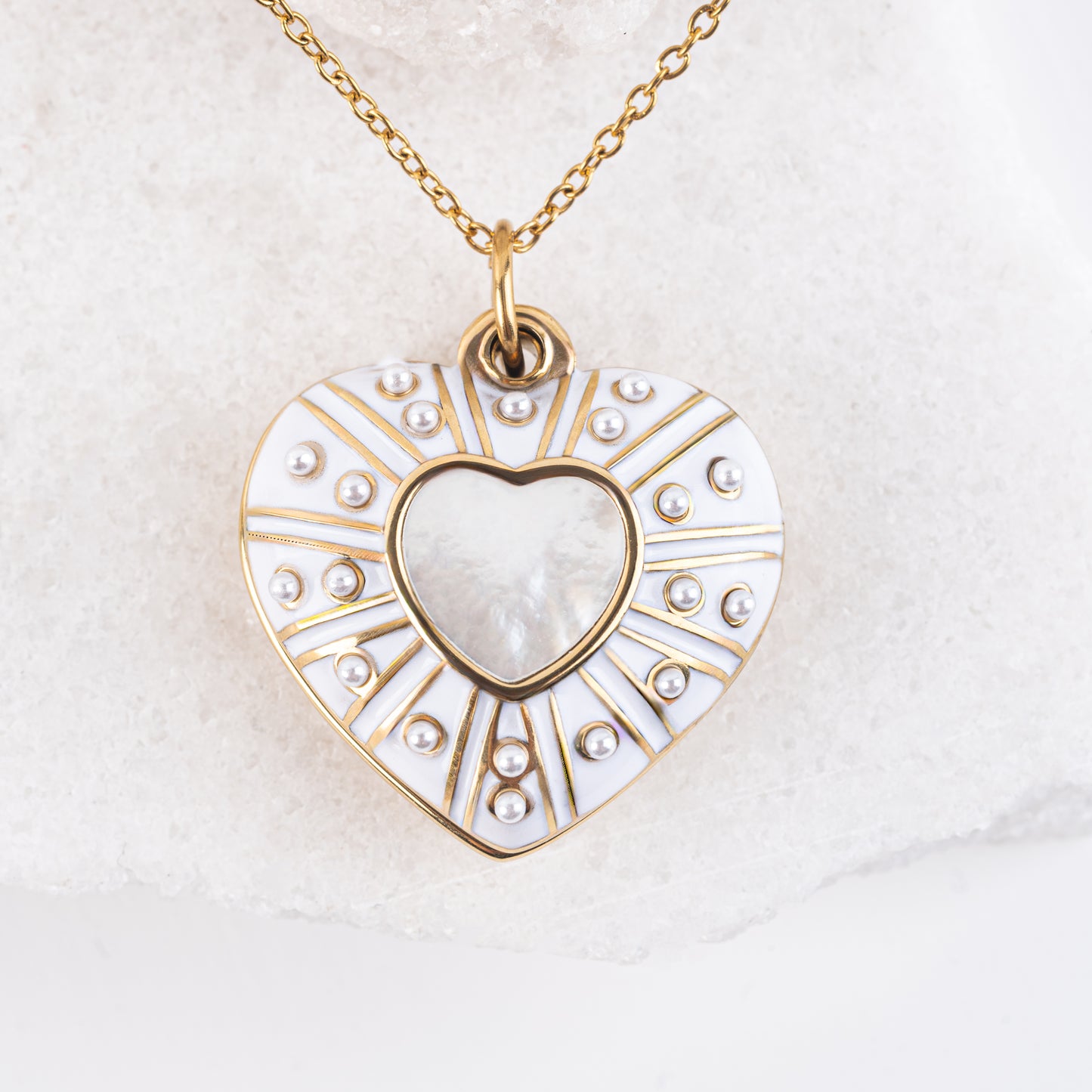 Enamel Locket Pendant Necklace-A