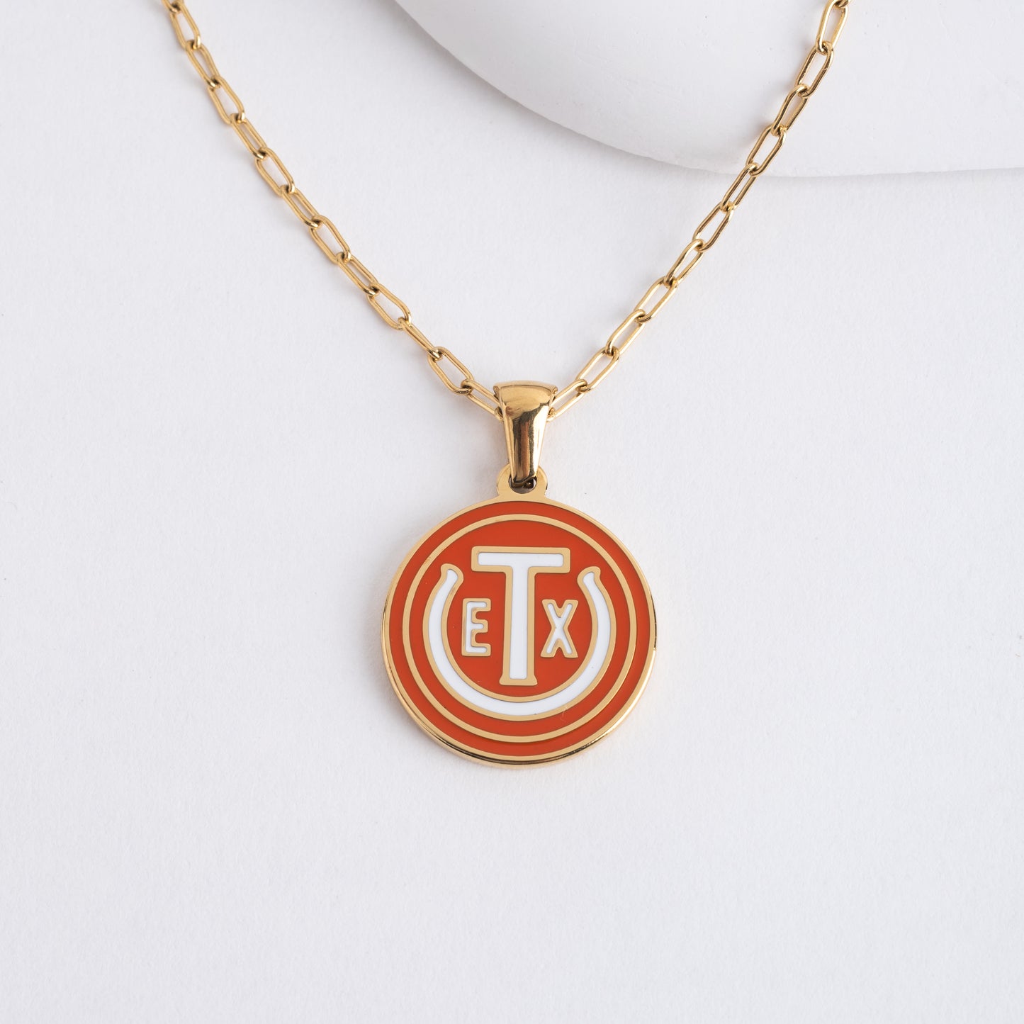 0.75" Orange Enamel Necklace