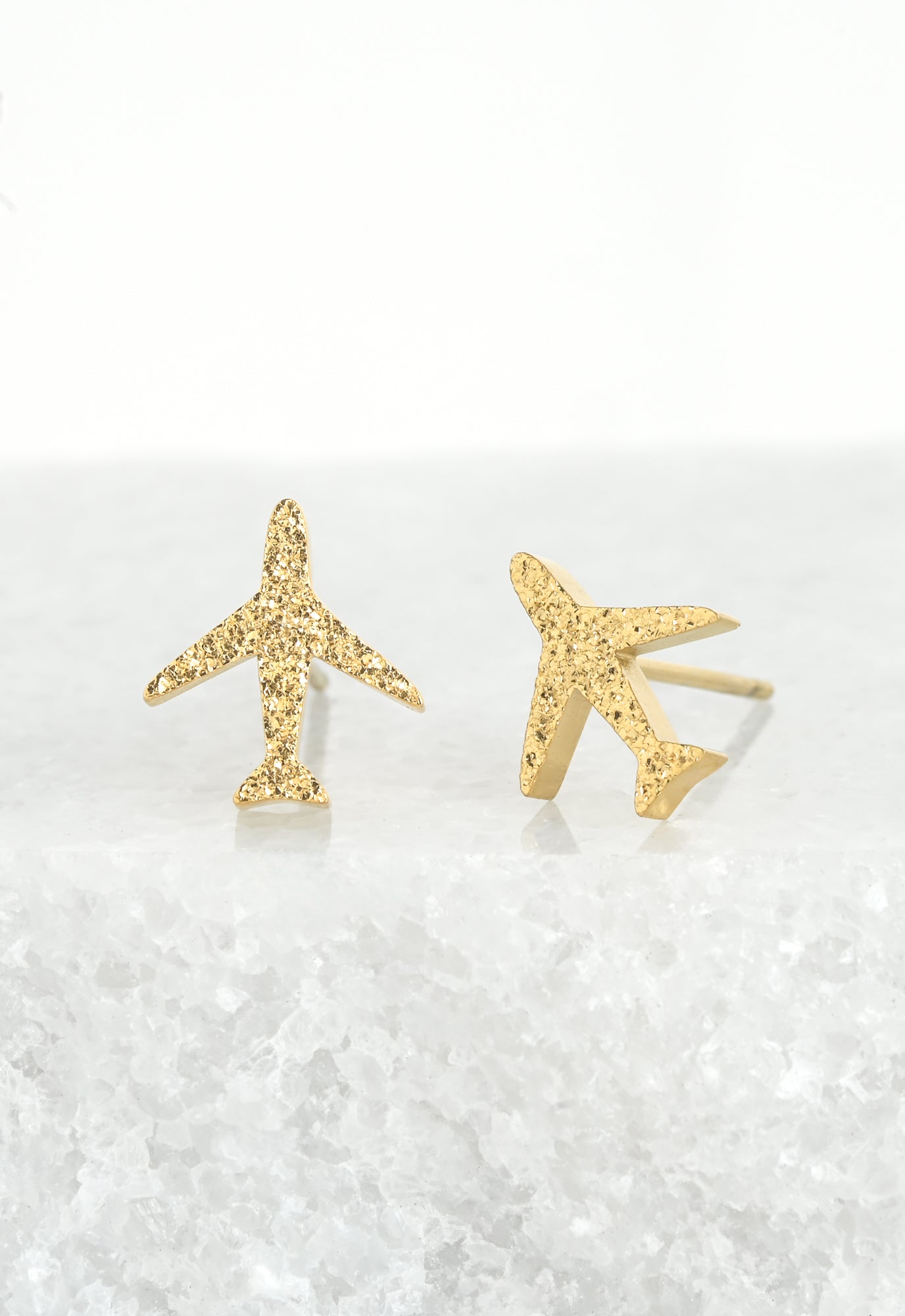 Frosted airplane earrings