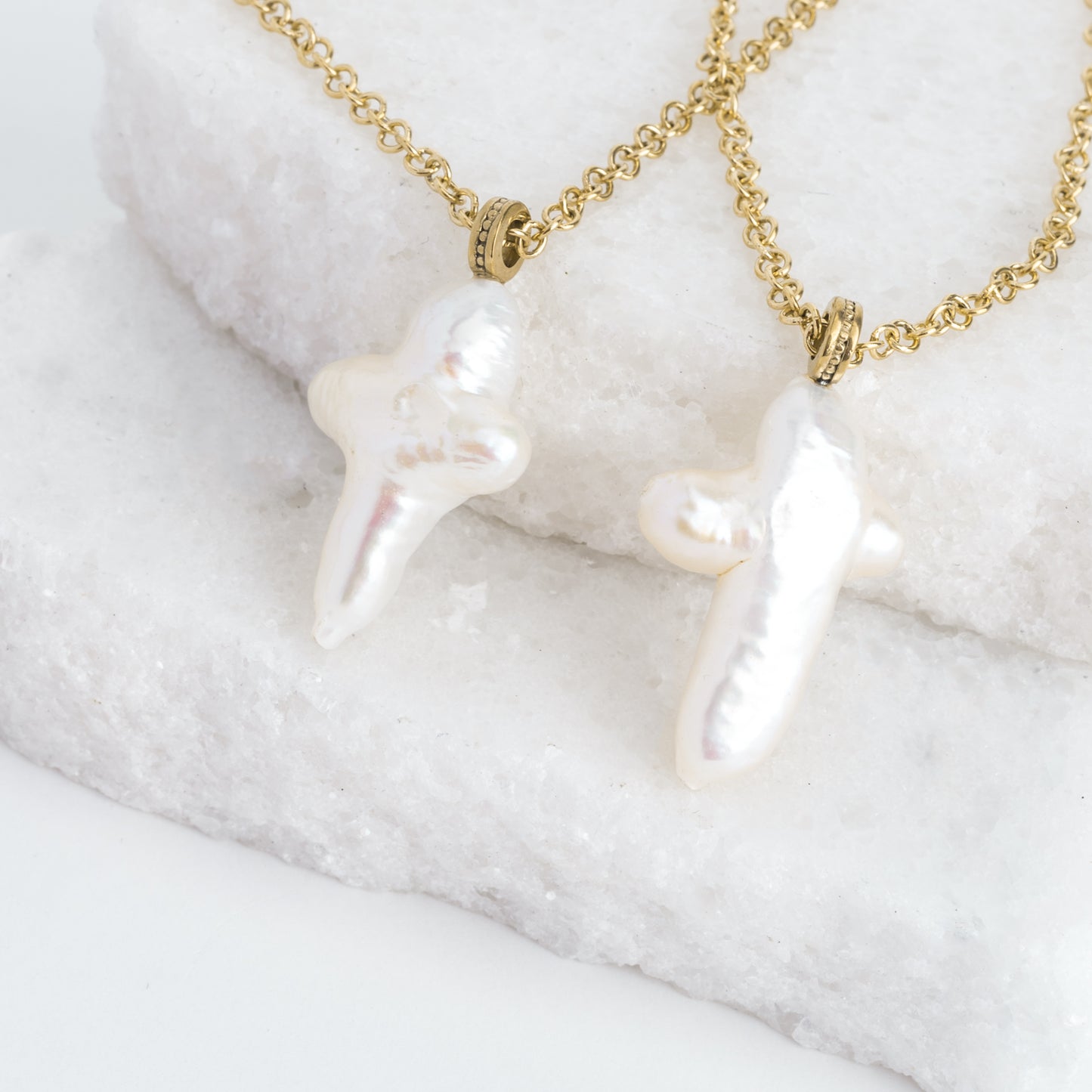 PEARL CROSS CHARM NECKLACE