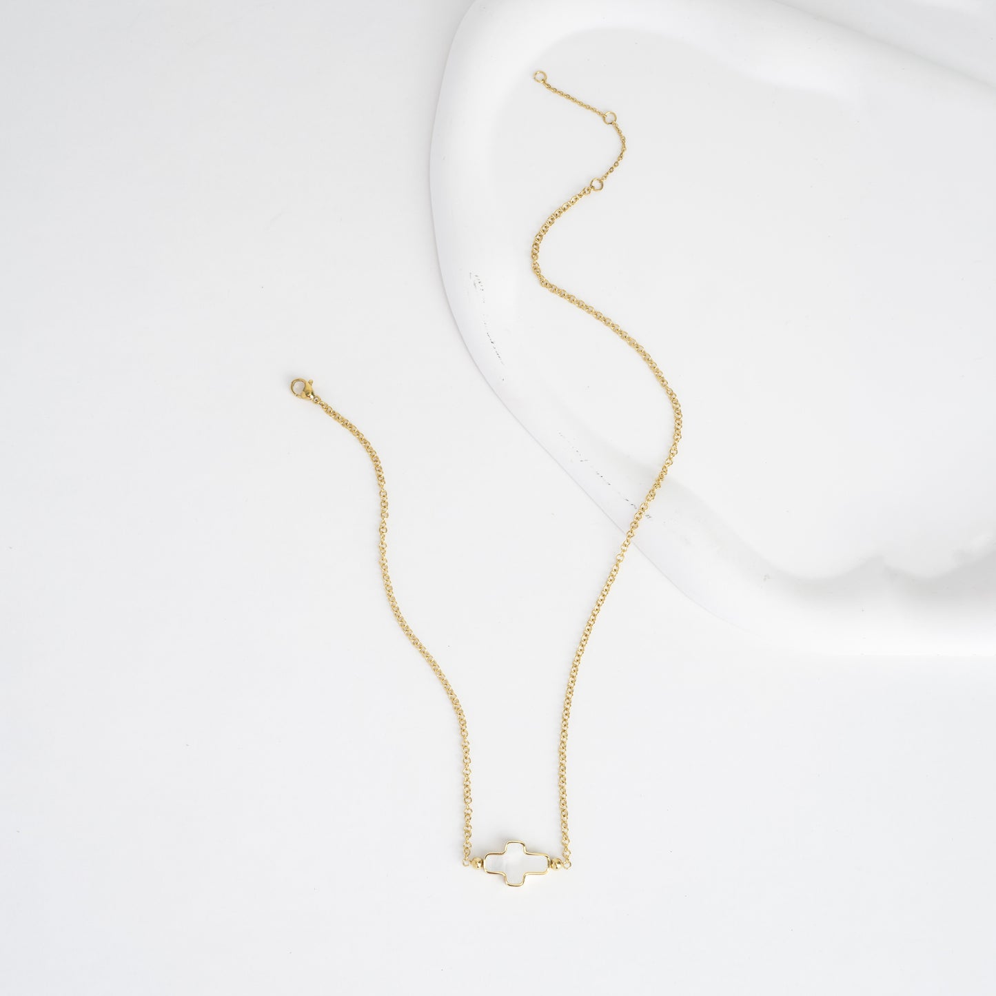 MOTHER OF PEARL CROSS NECKLACE