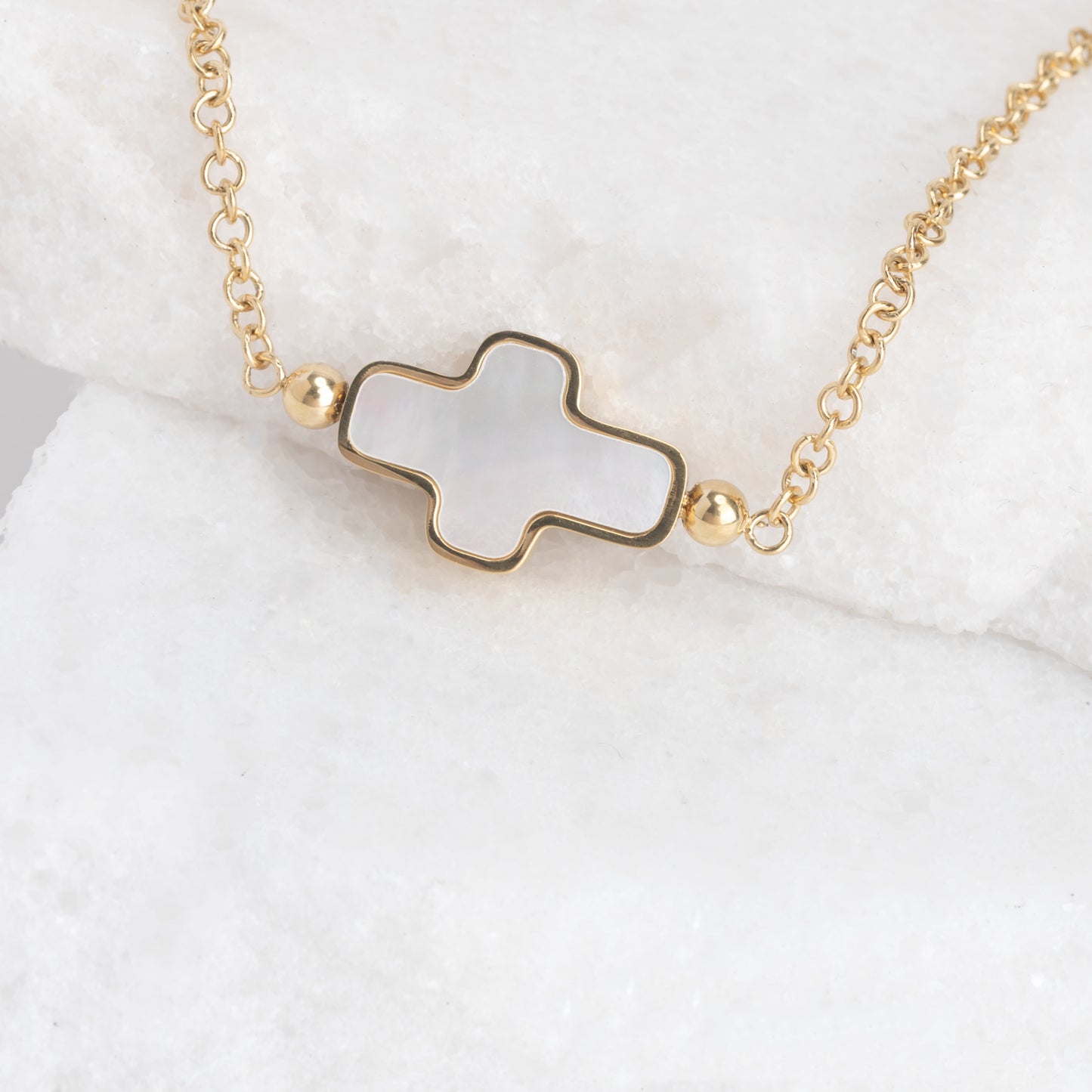 MOTHER OF PEARL CROSS NECKLACE