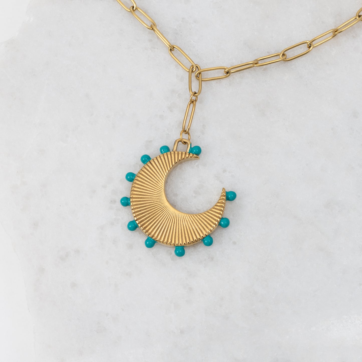 ENGINE TURNED MOON PENDANT