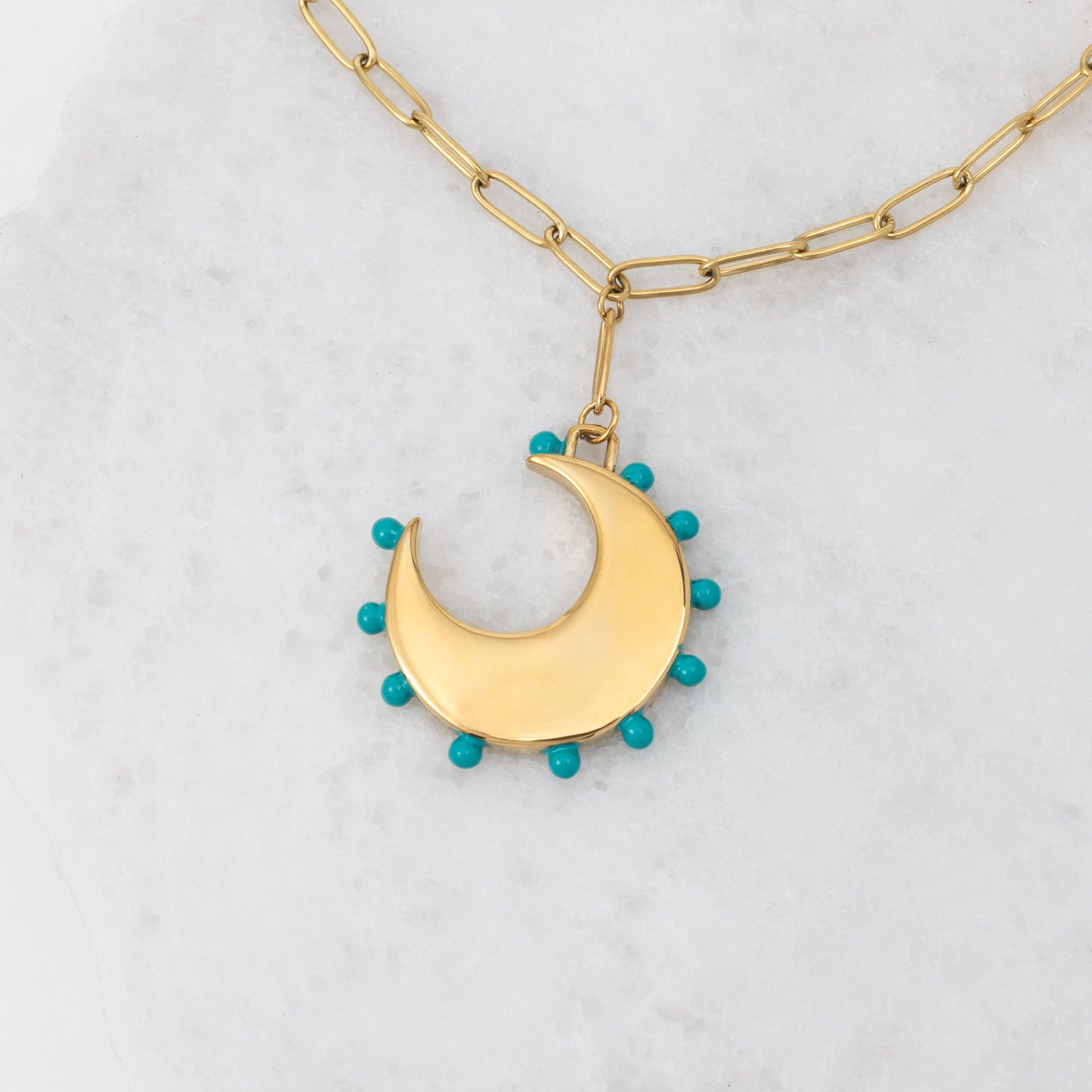 ENGINE TURNED MOON PENDANT
