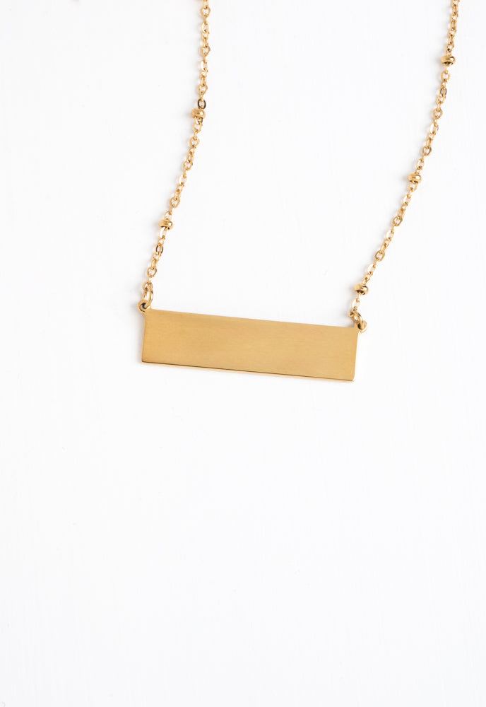 Engravable Gold Bar Necklace