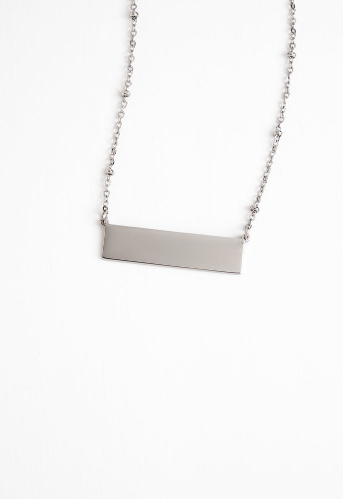Engravable Silver Bar Necklace