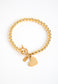 Engravable Heart Pendant on Handbeaded Gold Bracelet