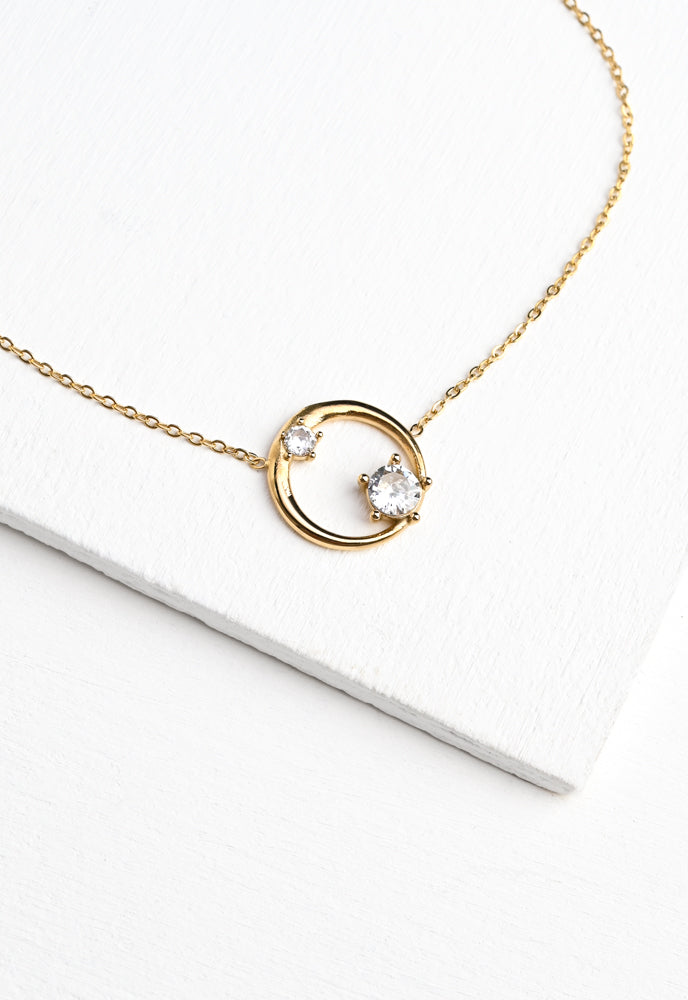 Moon/Star Necklace 14k gold plated with CZs