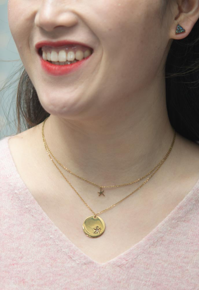 Community Gold Starfish Pendant Necklace Set