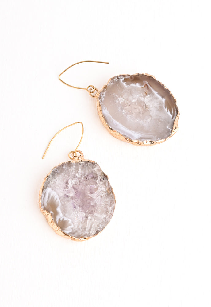 Natural Beauty Agate and Gold Earrings