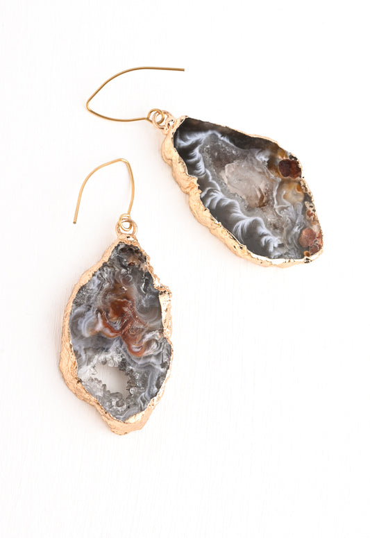Natural Beauty Agate and Gold Earrings