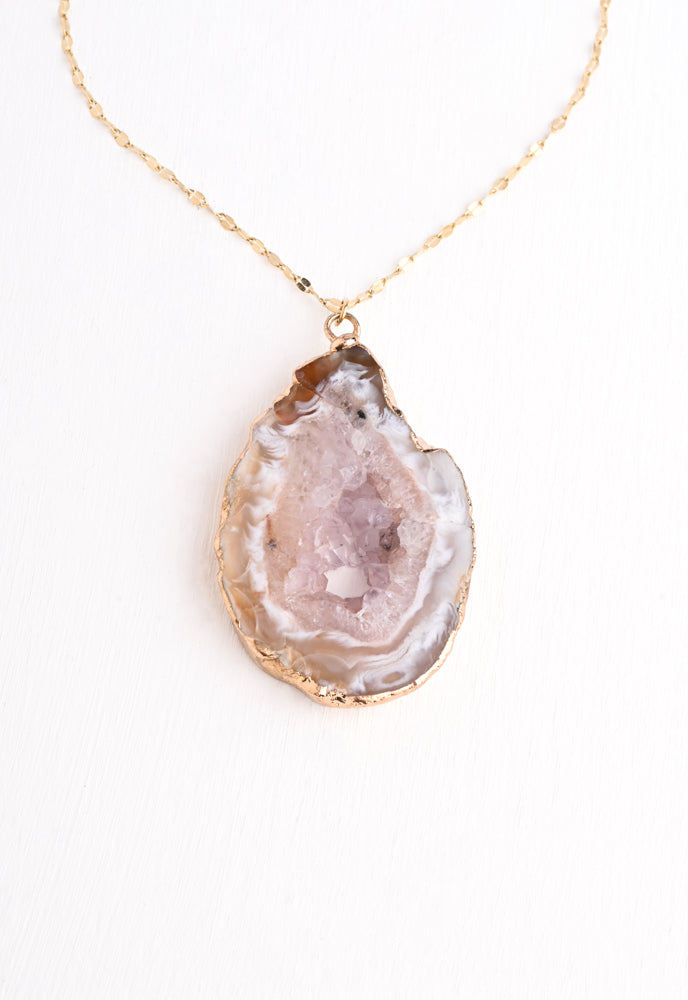 Natural Beauty Agate and Gold Necklace