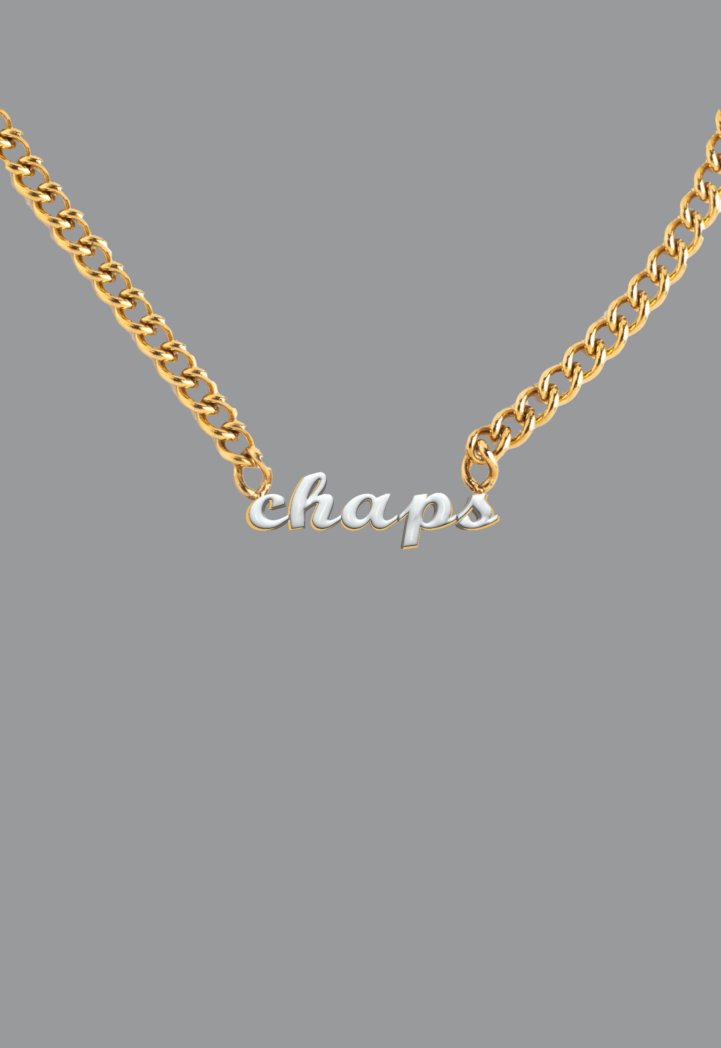 Chaps necklace with white enamel