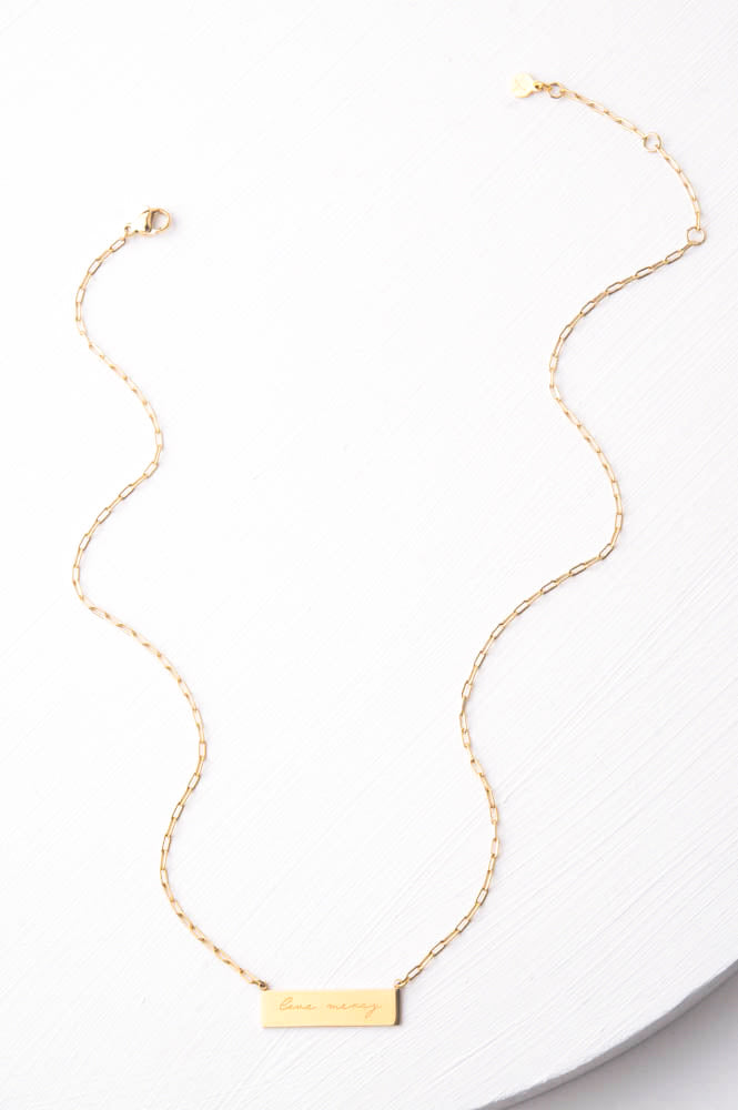 Give Mercy Gold Bar Necklace