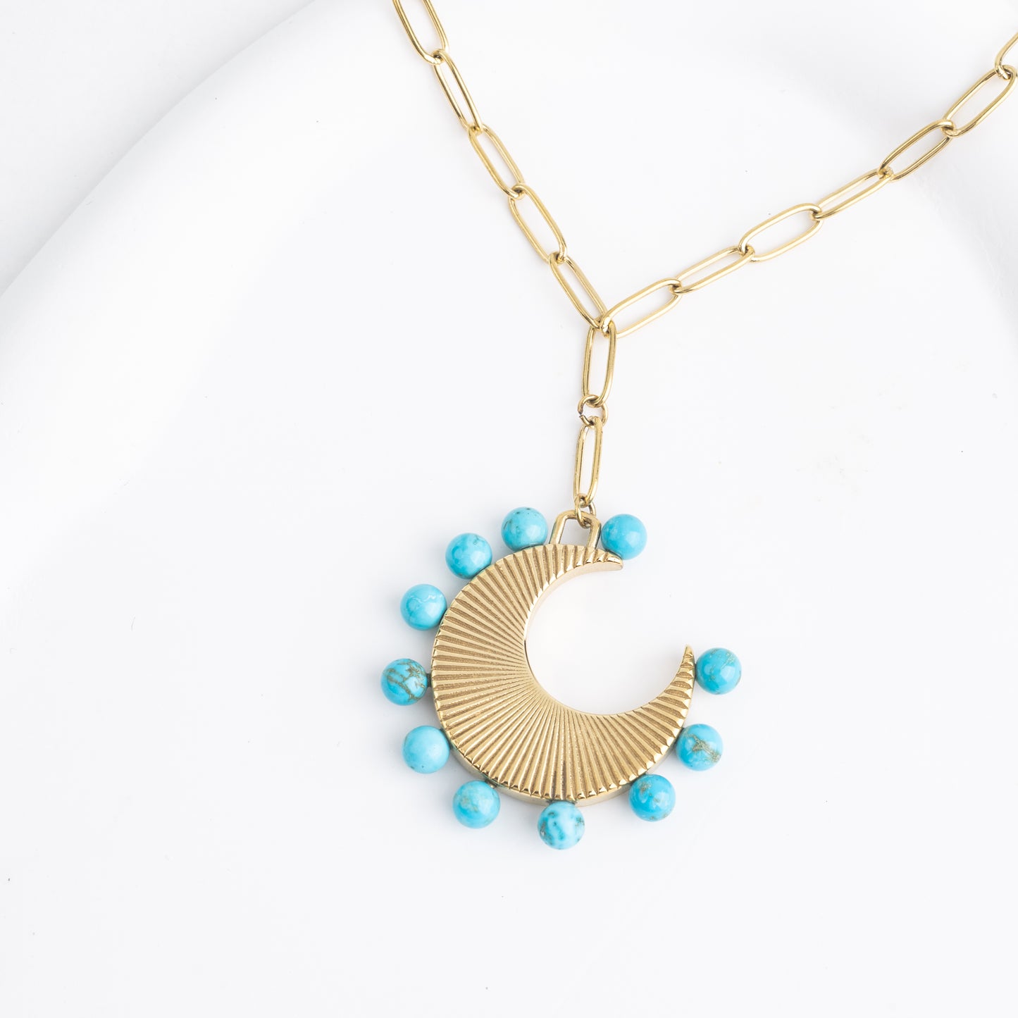 ENGINE TURNED MOON PENDANT