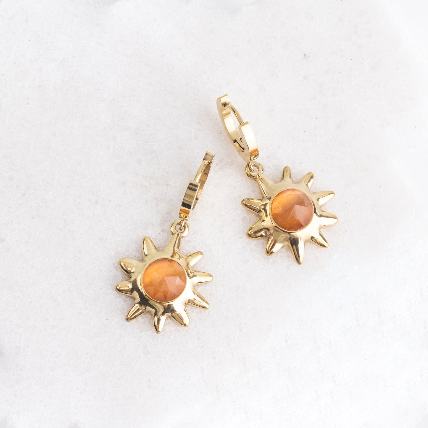 Enamel Sun Hoop Earrings