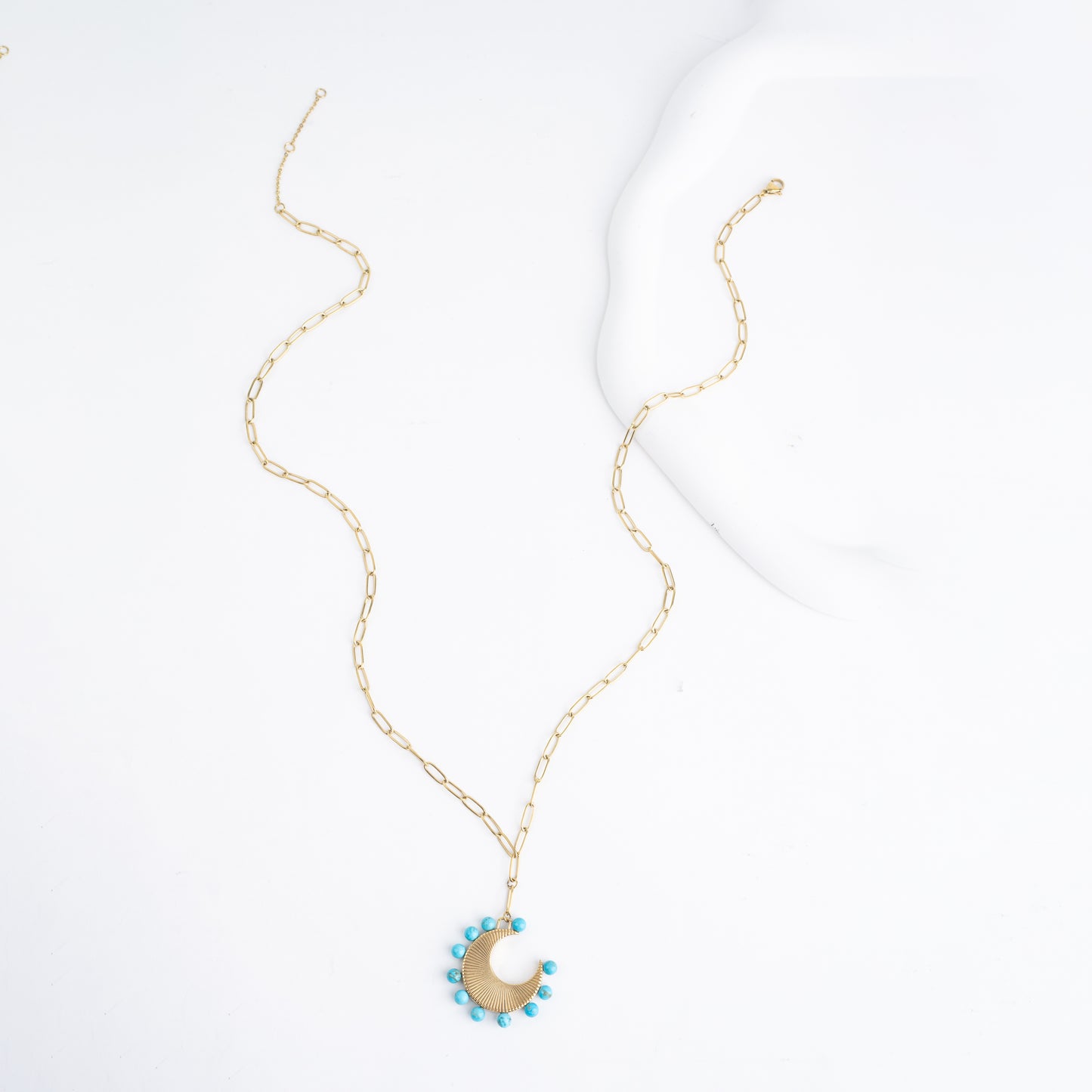 ENGINE TURNED MOON PENDANT