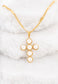 Pearl Encrusted Cross Pendant Necklace