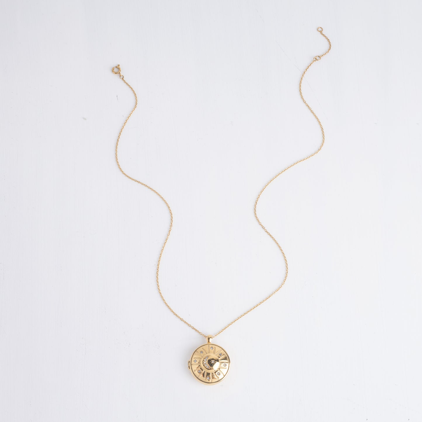 Crescent Moon/Star Locket Necklace-B