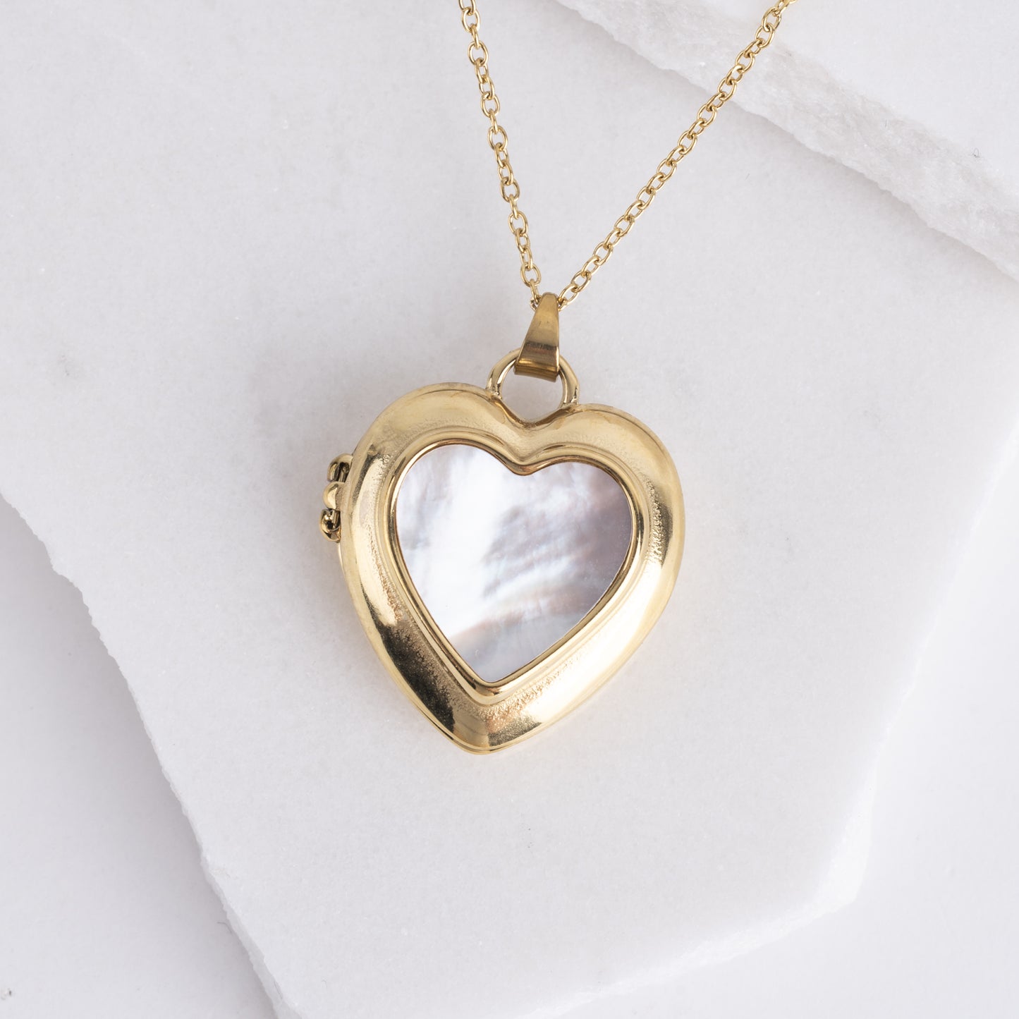 Heart MOP Locket Pendant Necklace
