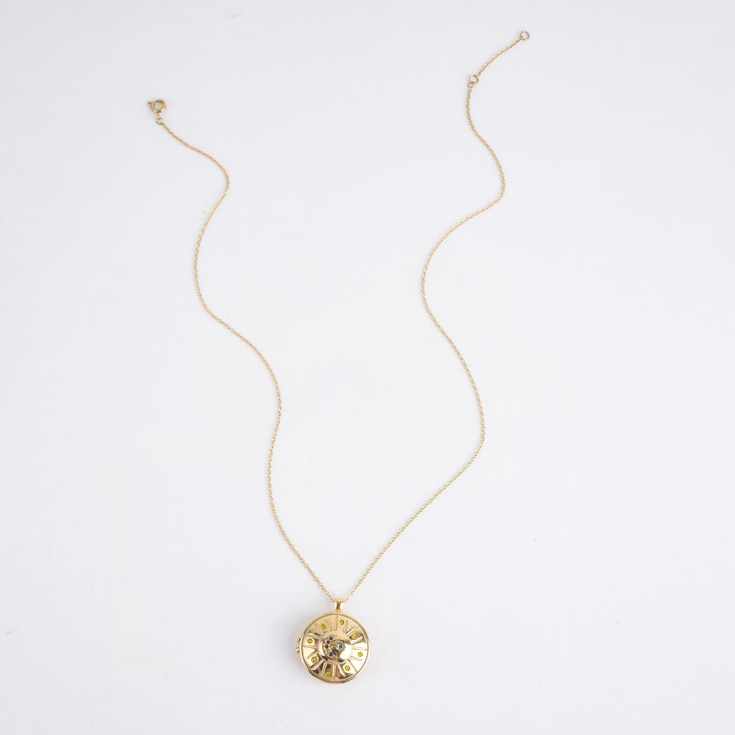 Crescent Moon/Star Locket Necklace-A