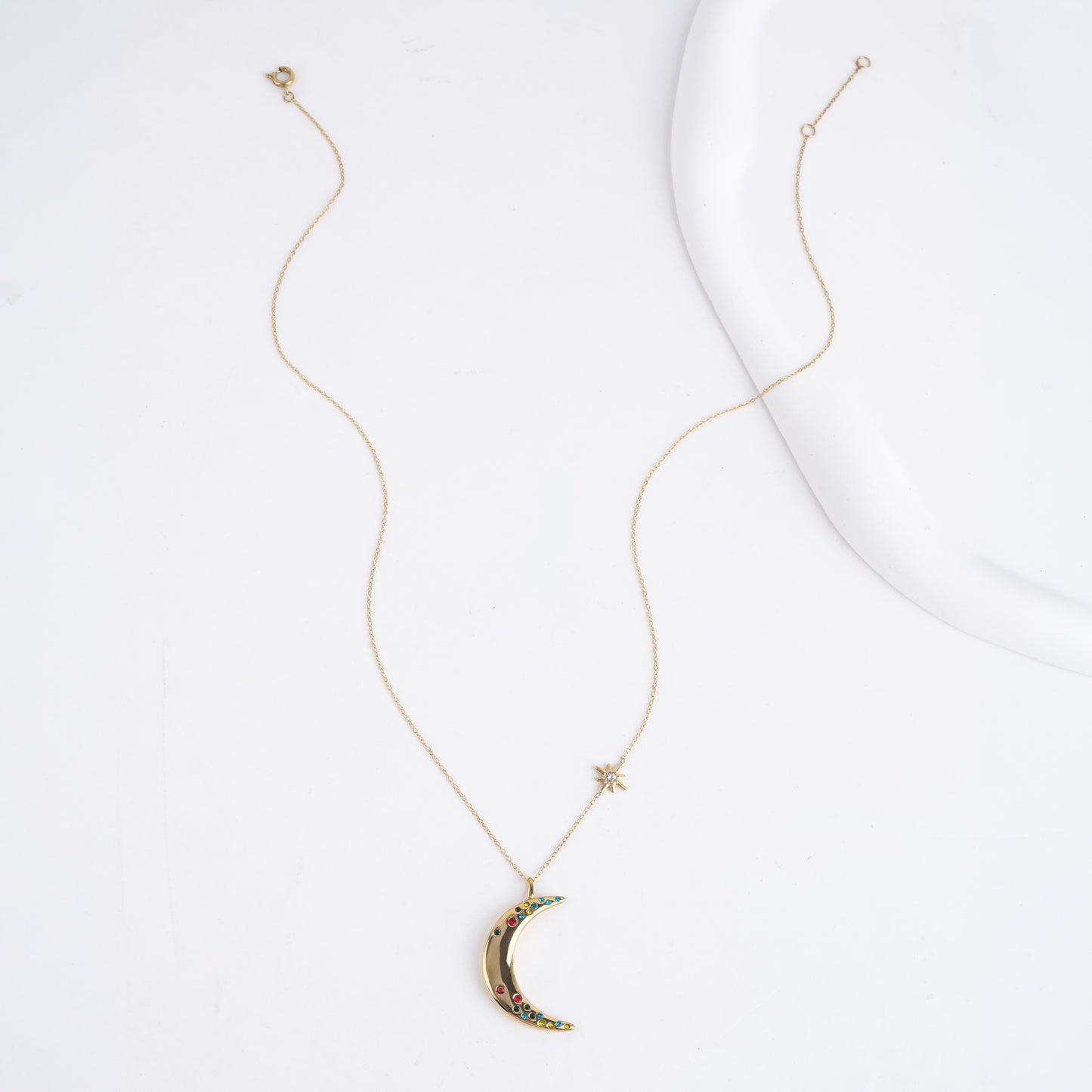 Crescent Moon Pendant Necklace-B
