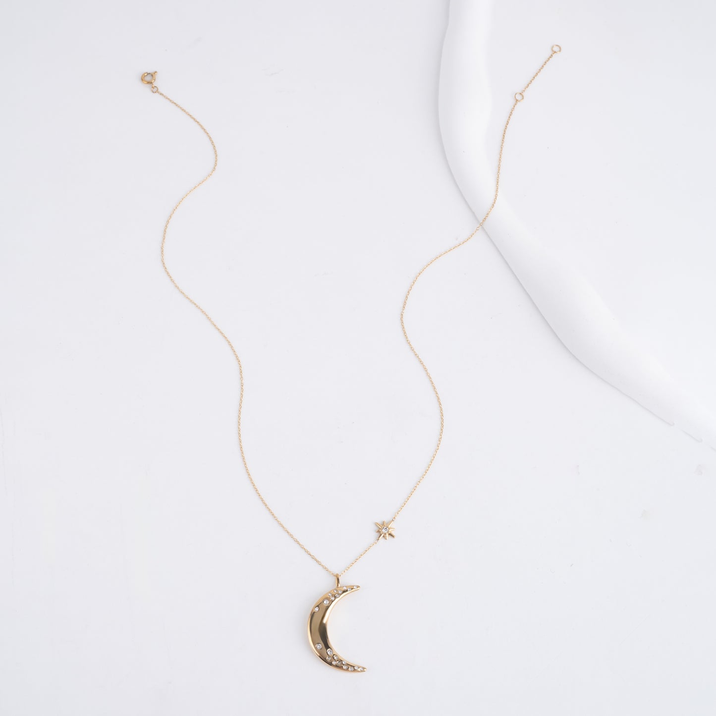 Crescent Moon Pendant Necklace-A