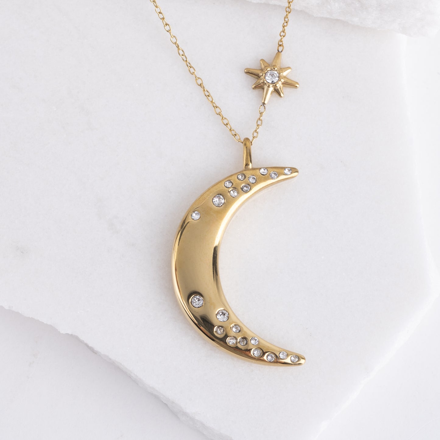 Crescent Moon Pendant Necklace-A