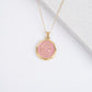 25mm gold pendant necklace with Pink enamel